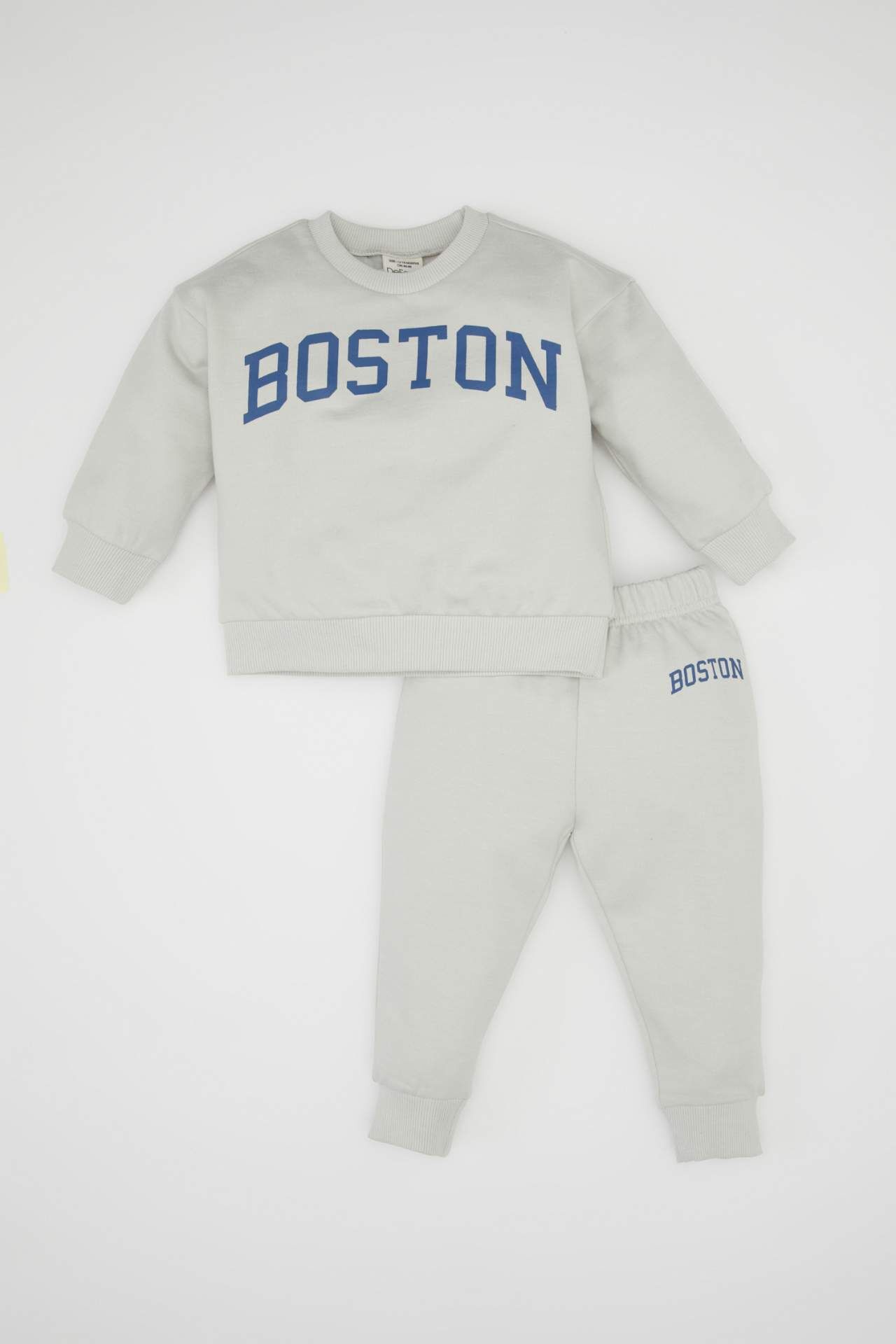 Erkek Bebek 2'li Takım Baskılı Bisiklet Yaka Sweatshirt Üst Jogger Eşofman Altı