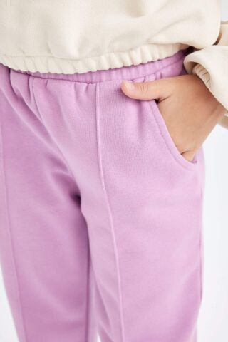 Kız Çocuk Beli Paçası Lastikli Basic Düz Jogger Eşofman Altı