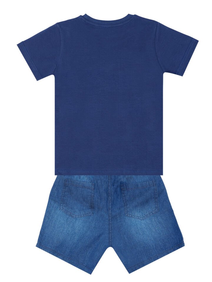 Space Erkek Çocuk T-shirt Denim Şort Takım 5 Y - Lacivert