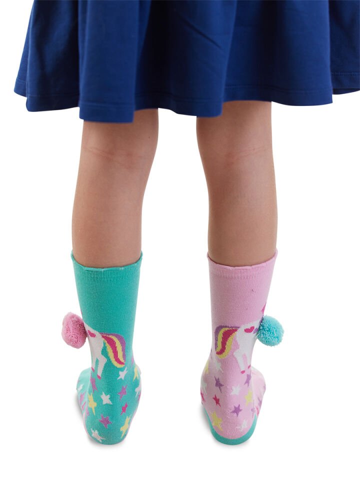 Unicorn Star Kız Çocuk Pembe Yeşil Dizaltı Çorap 8-9 Y - Çok Renkli