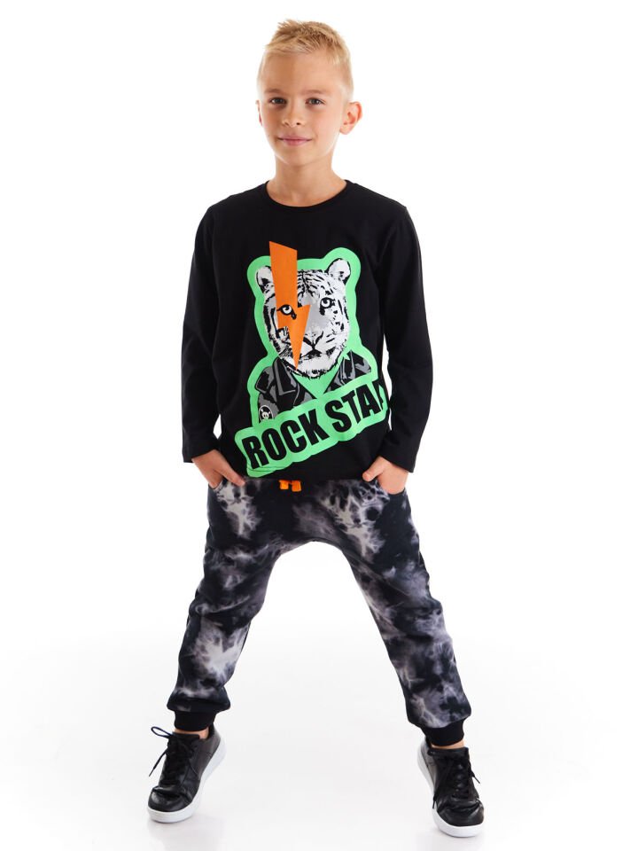 Rock Tiger Erkek Çocuk T-shirt Pantolon Takım 5 Y - Siyah