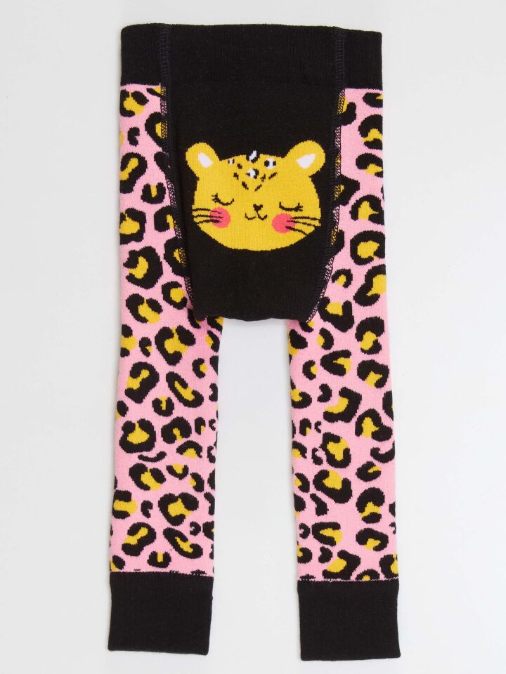 Leopar Kız Bebek Pembe Tayt-Pantolon 3-6 M - Pembe, Siyah, Beyaz