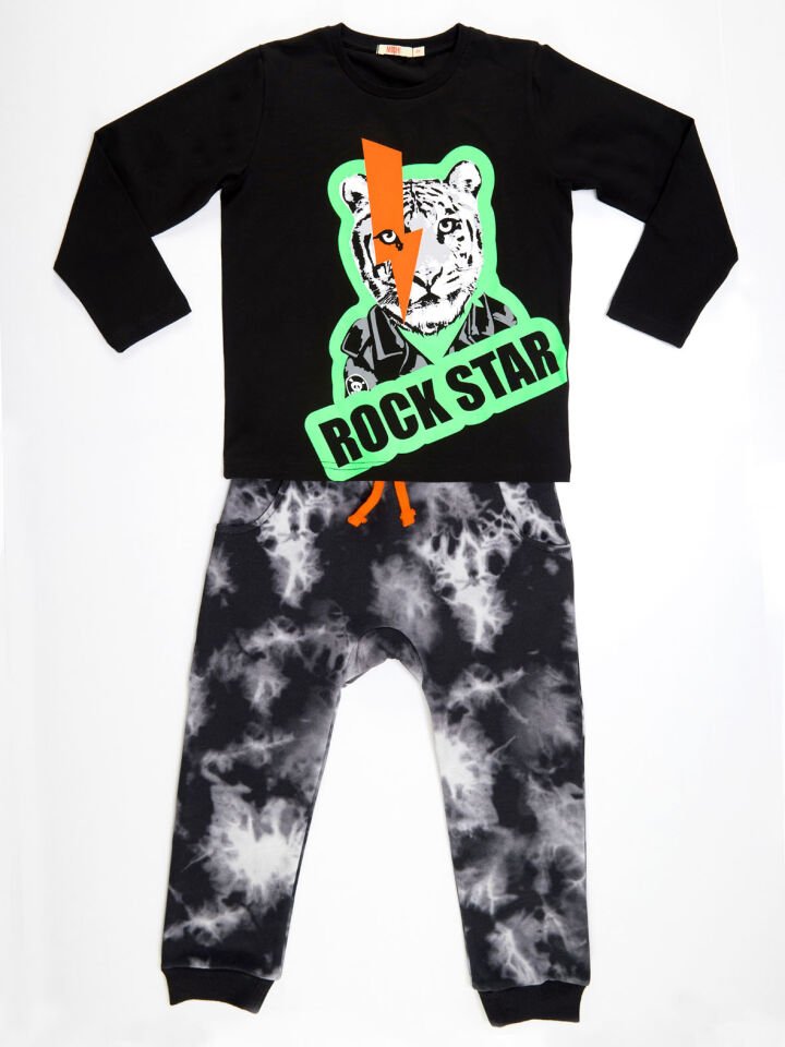 Rock Tiger Erkek Çocuk T-shirt Pantolon Takım 7 Y - Siyah