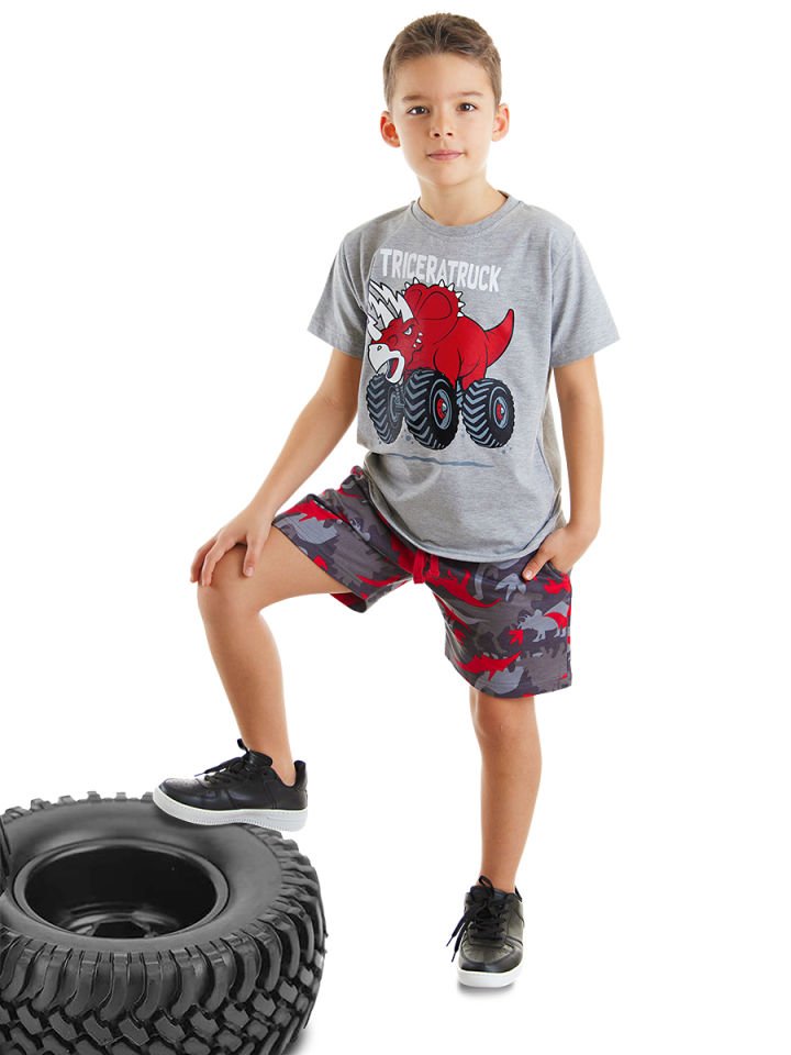 Triceratruck Erkek Çocuk T-shirt  Şort Takım