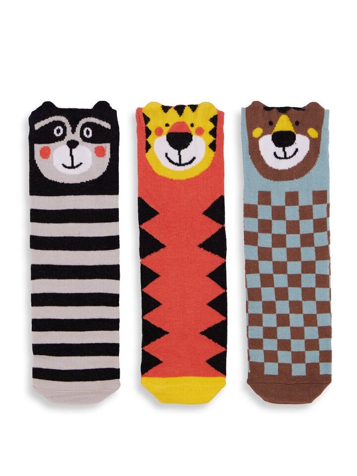 Hayvanlar Erkek Çocuk 3'lü Kutulu Çorap