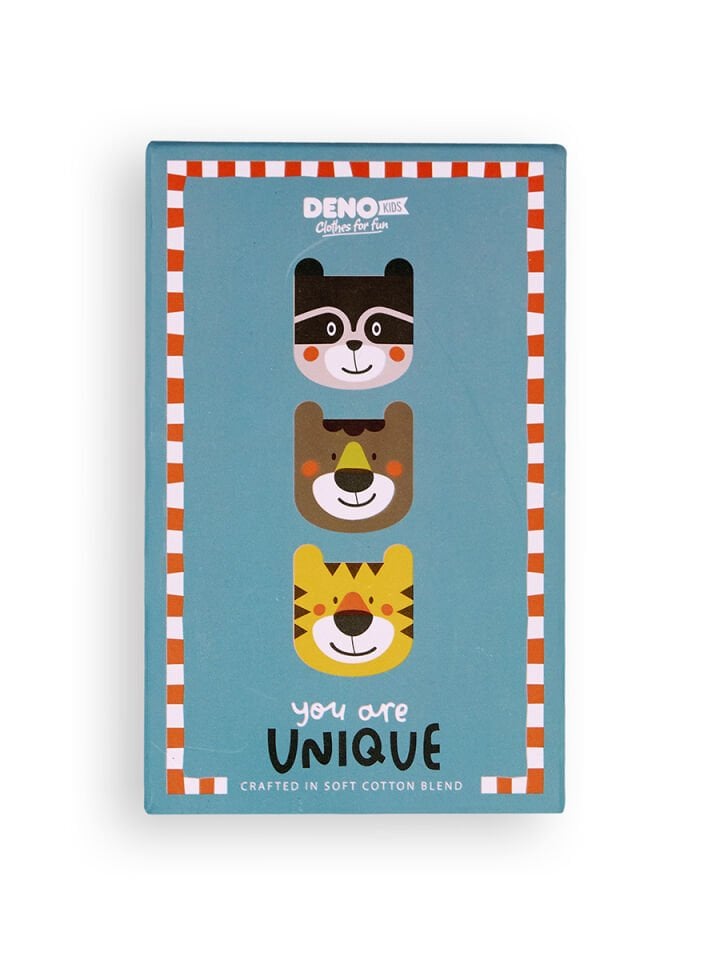 Hayvanlar Erkek Çocuk 3'lü Kutulu Çorap