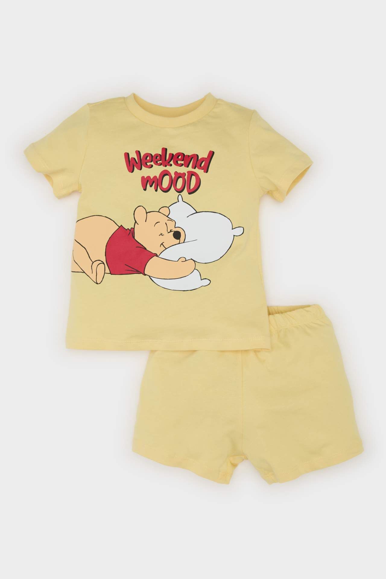 Erkek Bebek Disney Winnie The Pooh Pijama Takımı Kısa Kollu Penye Üst Beli Lastikli Şort