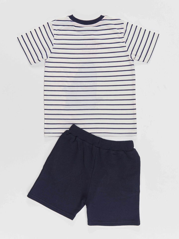 Dude Shark Erkek Çocuk T-shirt Şort Takım 7 Y - Lacivert, Beyaz