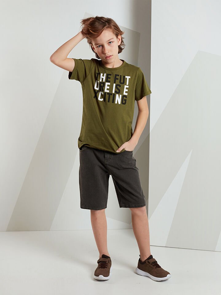 Future Erkek Çocuk T-shirt Denim Şort Takım 9 Y - Haki