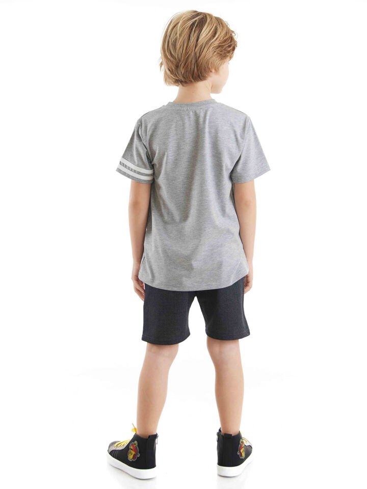 Beach Gym Erkek Çocuk T-shirt Şort Takım 2 Y - Gri, Siyah