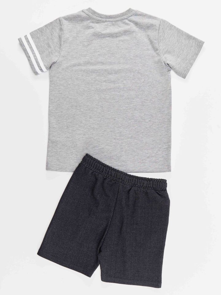 Beach Gym Erkek Çocuk T-shirt Şort Takım 2 Y - Gri, Siyah