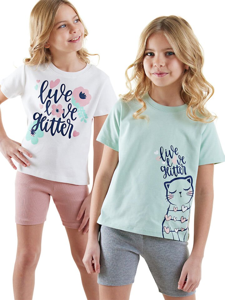 Çiçekler Kız Çocuk 2'li Pijama Takım 7 Y - Pembe