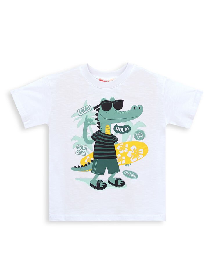 Tropik Erkek Çocuk T-shirt Şort Takım 5Y - Beyaz