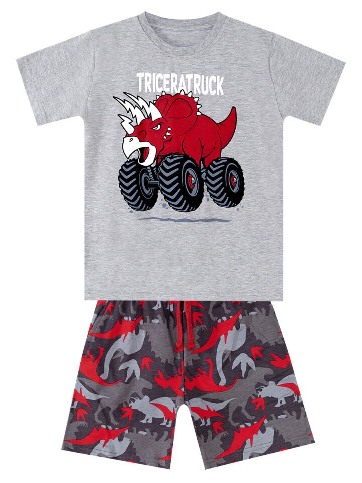 Triceratruck Erkek Çocuk T-shirt  Şort Takım 9 Y - Gri