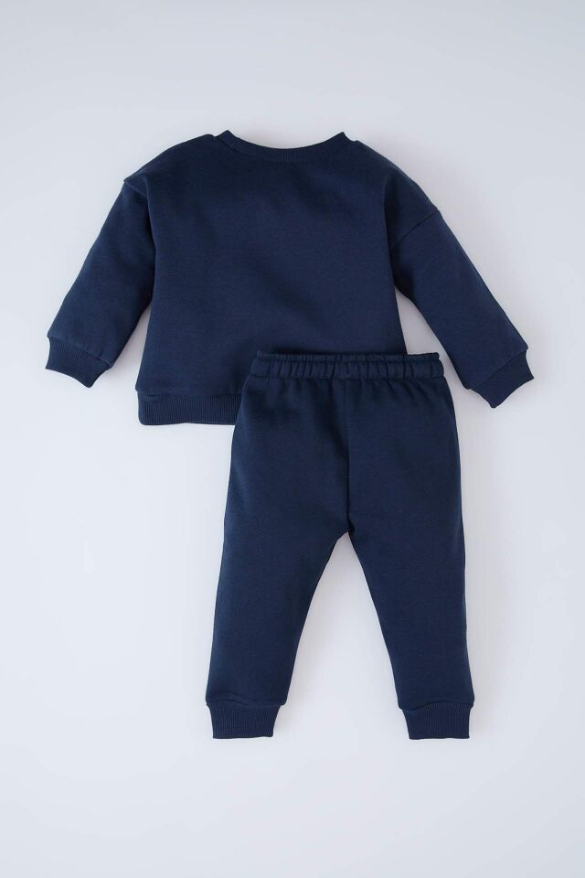 Erkek Bebek Yılbaşı Temalı 2'li Takım Bisiklet Yaka Sweatshirt Beli Lastikli Eşofman Altı
