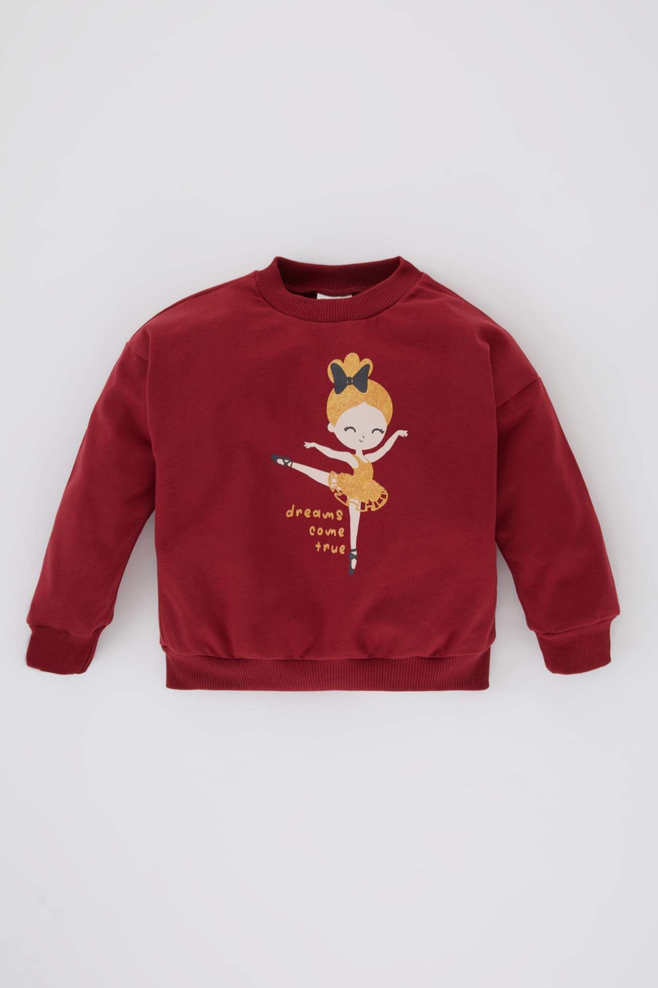 Kız Bebek Bisiklet Yaka Balerin Baskılı Sweatshirt