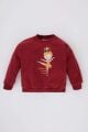 Kız Bebek Bisiklet Yaka Balerin Baskılı Sweatshirt
