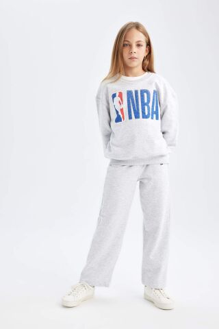 Kız Çocuk NBA Wordmark Oversize Geniş Kalıp Bisiklet Yaka Sweatshirt