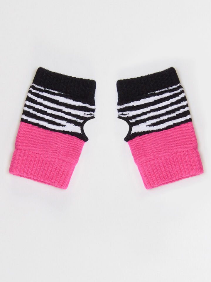 Zebra Kız Çocuk Pembe Siyah Parmaksız Eldiven