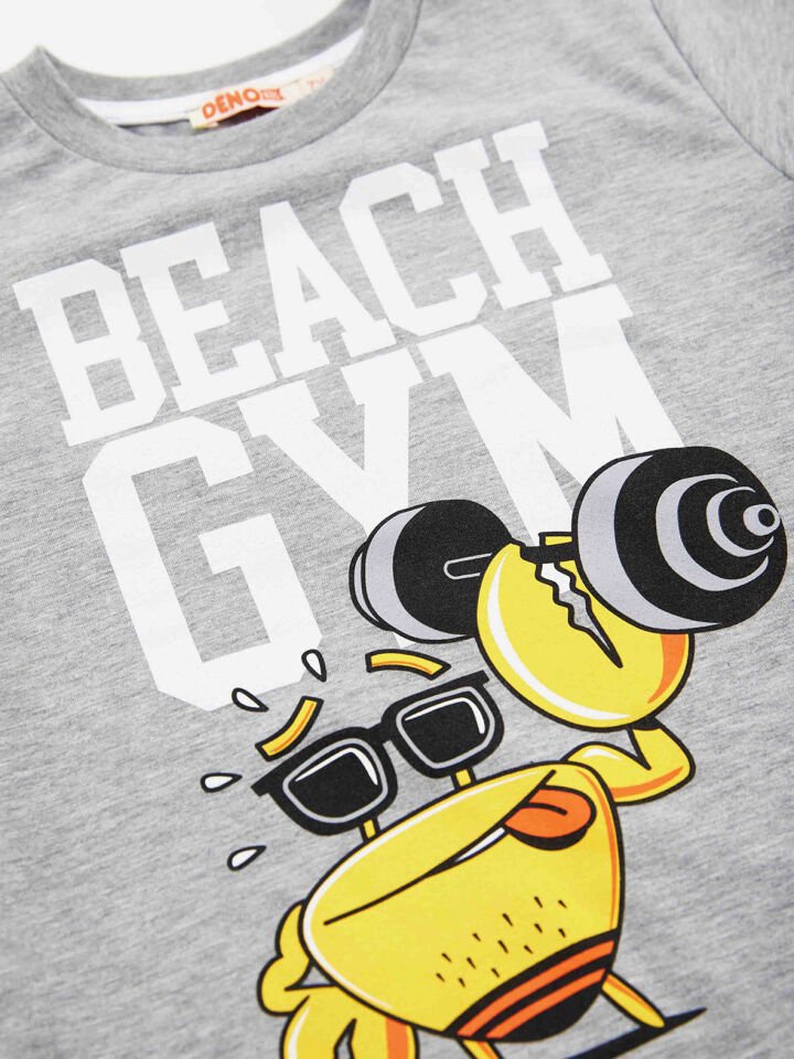 Beach Gym Erkek Çocuk T-shirt Şort Takım 6 Y - Gri, Siyah