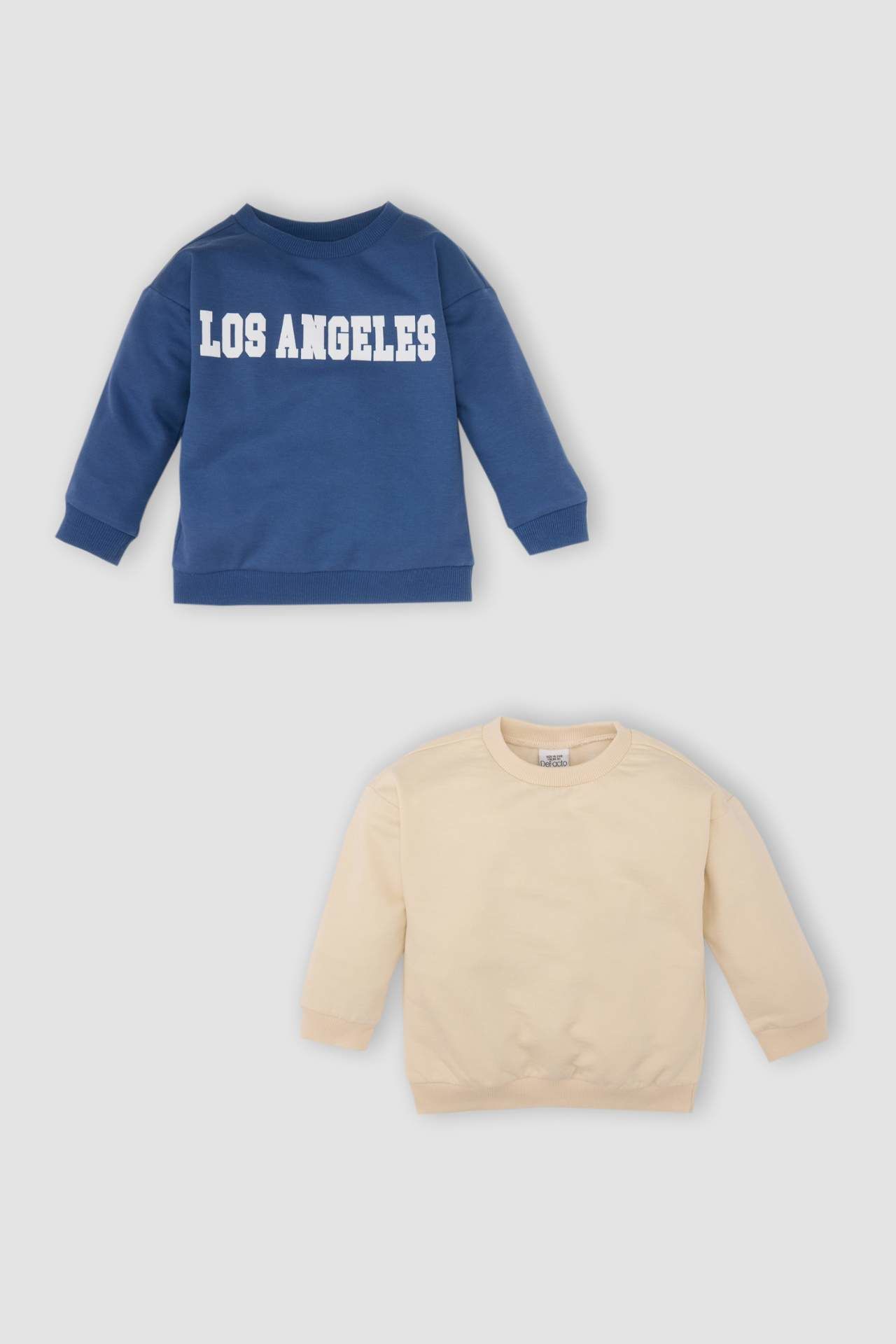 Erkek Bebek Bisiklet Yaka Baskılı İçi Yumuşak Tüylü İnce 2'li Sweatshirt