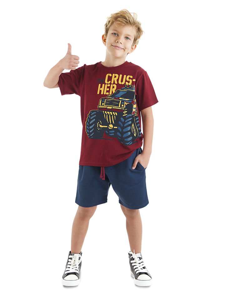 Crusher Erkek Çocuk T-shirt Şort Takım 6 Y - Bordo, Lacivert