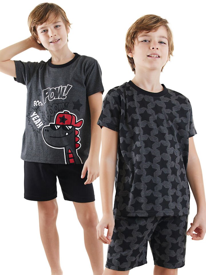 Yıldızlı Dino Erkek Çocuk 2'li Pijama Takım 6 Y - Antresit