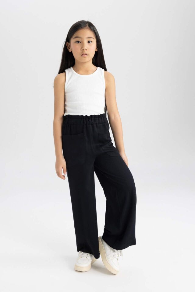 Kız Çocuk Wide Leg Geniş Paça Viskon Pantolon