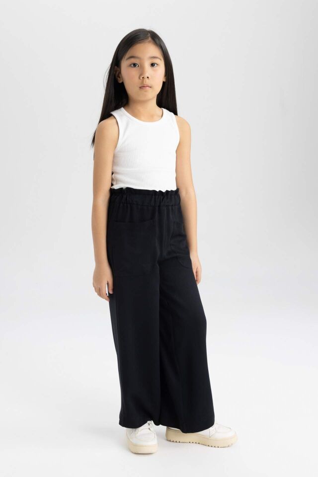 Kız Çocuk Wide Leg Geniş Paça Viskon Pantolon