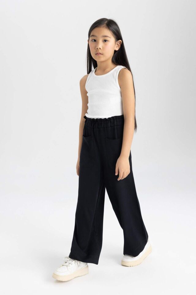 Kız Çocuk Wide Leg Geniş Paça Viskon Pantolon