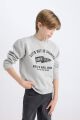 Erkek Çocuk Bisiklet Yaka Baskılı Kalın Sweatshirt
