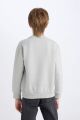 Erkek Çocuk Bisiklet Yaka Baskılı Kalın Sweatshirt