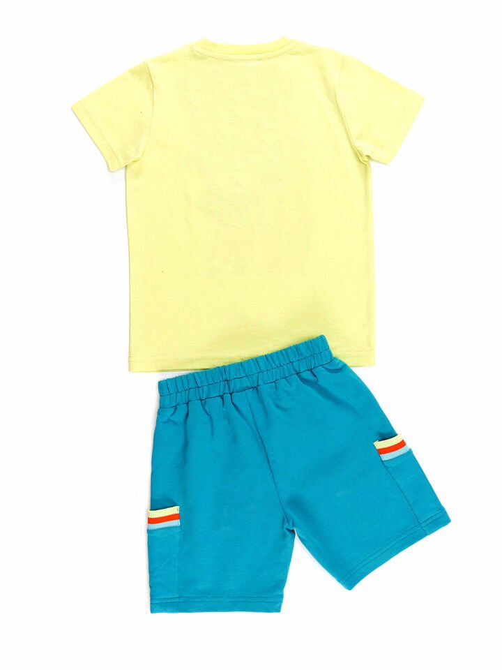 Surfer Shark Erkek Çocuk T-shirt Şort Takım 4 Y - Yeşil, Mavi