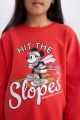 Kız Çocuk Disney Mickey & Minnie Oversize Geniş Kalıp Bisiklet Yaka Sweatshirt