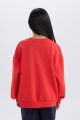 Kız Çocuk Disney Mickey & Minnie Oversize Geniş Kalıp Bisiklet Yaka Sweatshirt