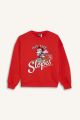 Kız Çocuk Disney Mickey & Minnie Oversize Geniş Kalıp Bisiklet Yaka Sweatshirt