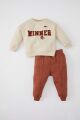 Erkek Bebek Baskılı Sweatshirt Eşofman Altı 2'li Takım