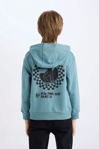 Erkek Çocuk Kapüşonlu Sırt Baskılı Sweatshirt