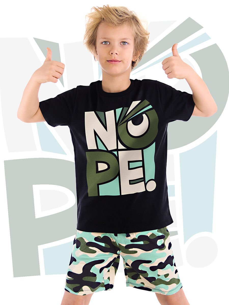 Nope Erkek Çocuk T-shirt Şort Takım 10 Y - Siyah