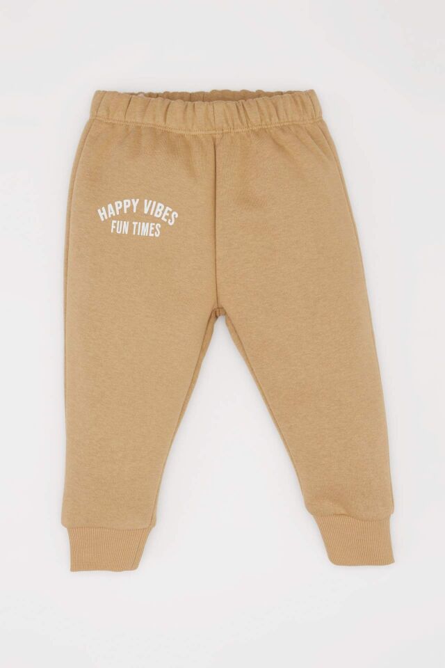 Erkek Bebek 2'li Takım Bisiklet Yaka Baskılı Sweatshirt Beli Lastikli Eşofman Altı
