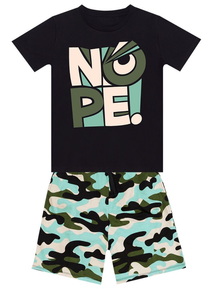 Nope Erkek Çocuk T-shirt Şort Takım 5 Y - Siyah