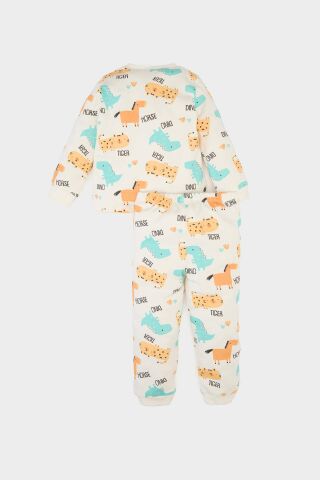 Erkek Bebek Pijama Takımı Desenli Uzun Kollu Üst Beli Lastikli Uzun Alt