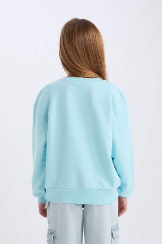 Kız Çocuk Hatsune Miku Oversize Geniş Kalıp Bisiklet Yaka Sweatshirt