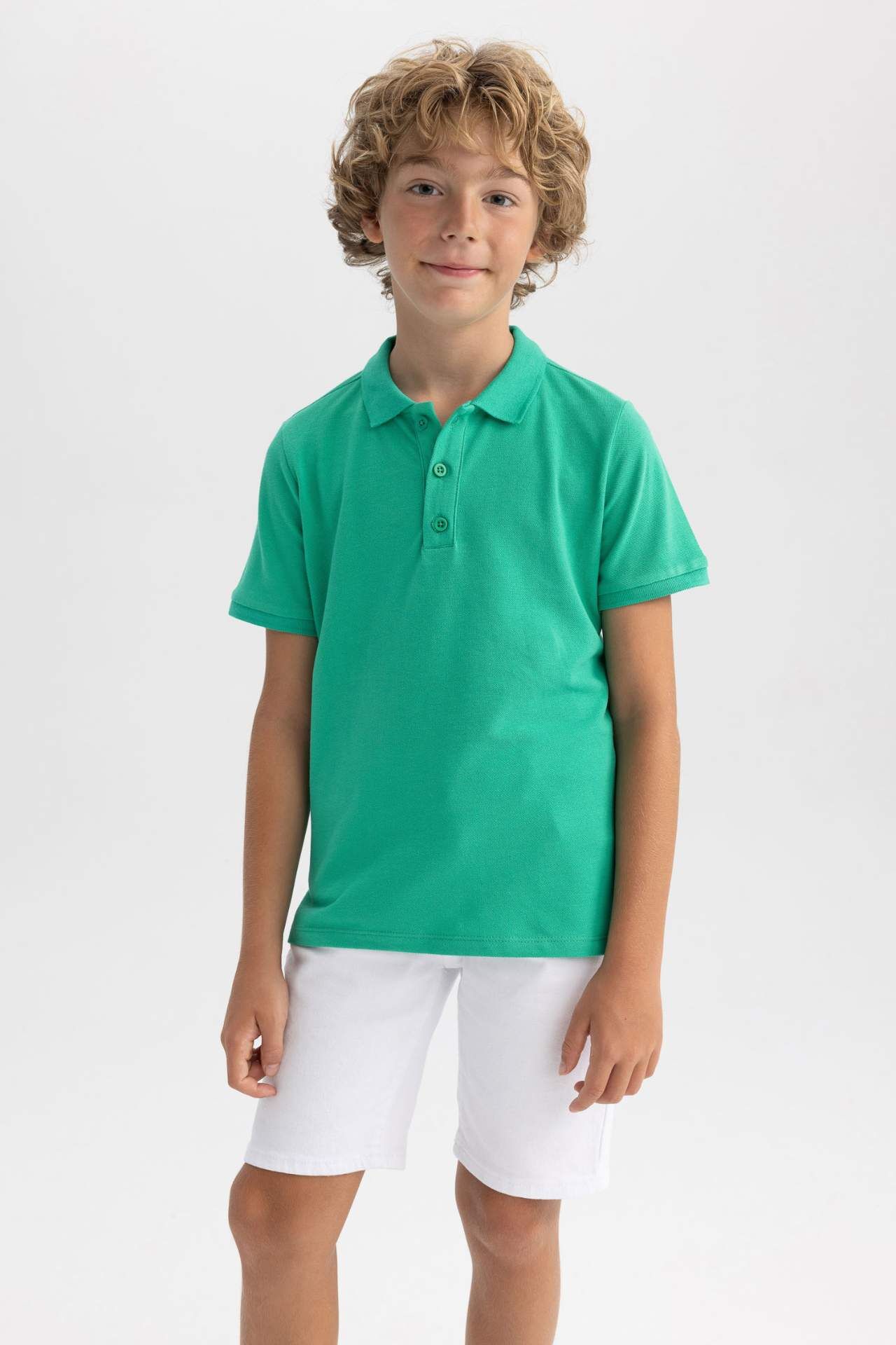 Erkek Çocuk Pike Kısa Kollu Basic Düz Polo Tişört