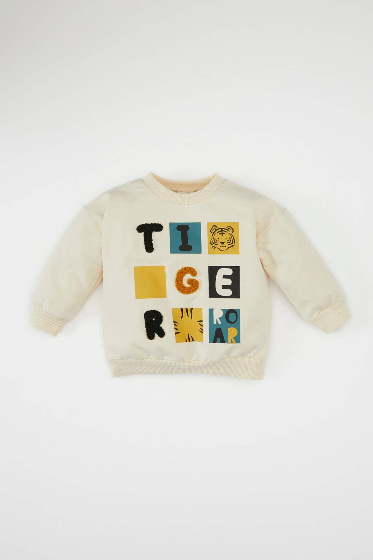Erkek Bebek Bisiklet Yaka Baskılı Sweatshirt