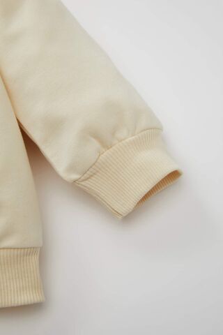 Erkek Bebek Bisiklet Yaka Baskılı Sweatshirt
