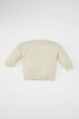 Erkek Bebek Bisiklet Yaka Baskılı Sweatshirt