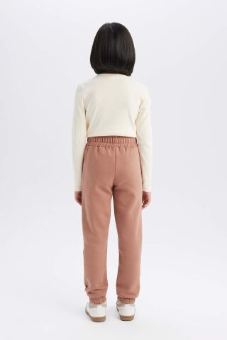 Kız Çocuk Standart Fit Beli Paçası Lastikli Basic Düz Jogger Eşofman Altı