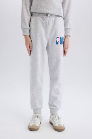 Erkek Çocuk NBA Wordmark Gri Beli Paçası Lastikli Cepli Jogger Eşofman Altı