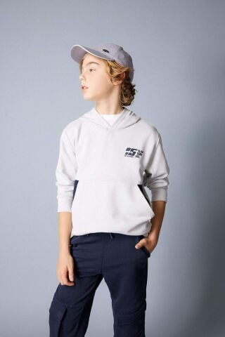 Erkek Çocuk Kapüşonlu Baskılı Sweatshirt
